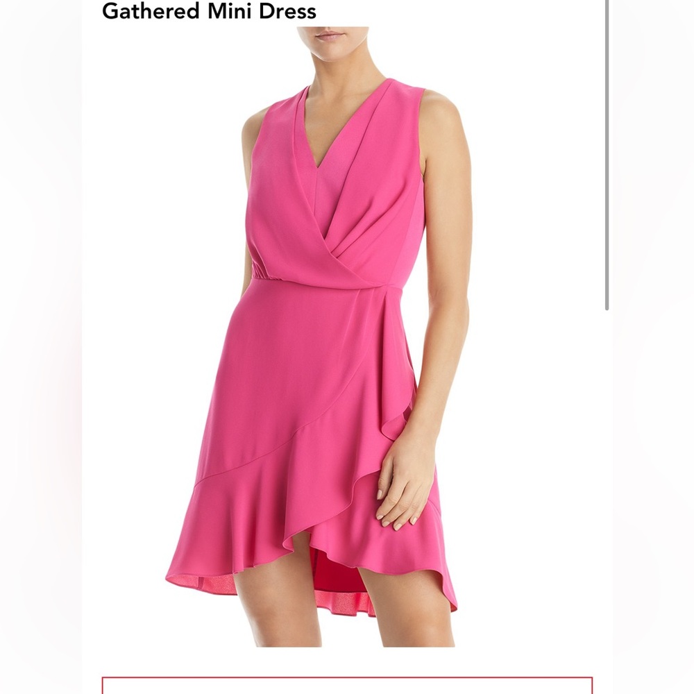 New with tags BCBGMAXAZRIA Gathered Mini dress. Hot pink size 10 Bloomingdale’s